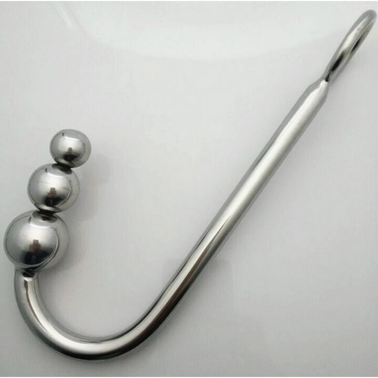 קרס מתכת אנאלי עם 3 חרוזים צמודים