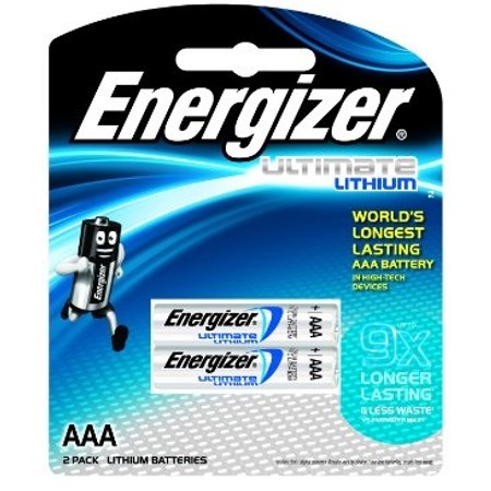 2 סוללות ליתיום מחוזקות AAA של חברת Energizer