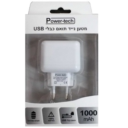 מטען לחיבור כבל USB לבן Power-Tech
