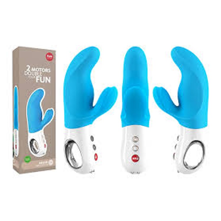 Miss Bi ויברטור סיליקון טורקיז קטן משולב עם שני מנועים חזקים Fun Factory