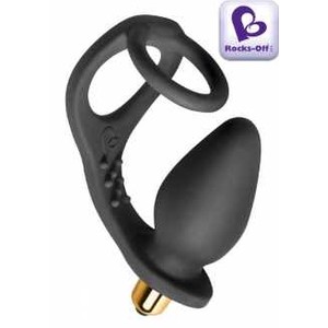 Ro-Zen Black​ vibrating cockring and Anal Plug made of Hypoallergenic Silicone by Rocks Off​