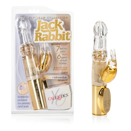 Jack Rabbit Golden vibrator with rotating beads and CalExotic external stimulus