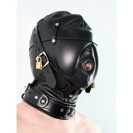 Premium fetish mask made of premium leather with a cover for the eyes and an opening for the mouth​