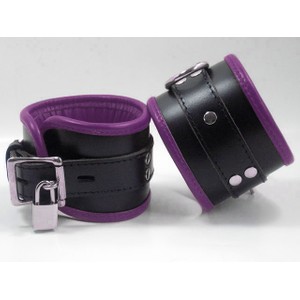 Wide padded cuffs are made of premium purple leather