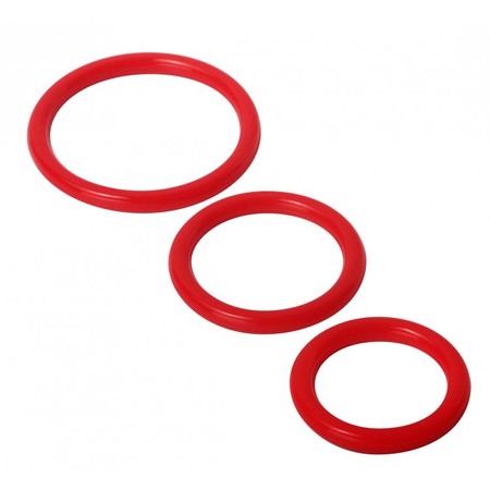 Trinity set of 3 red silicone copper rings in different sizes Trinity Vibes