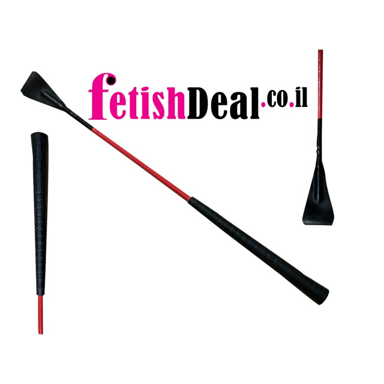 שוט רכיבה יוקרתי קצה רחב עשוי עור בצבע אדום