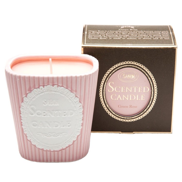 נר רומנטי בניחוח ורד ירוק