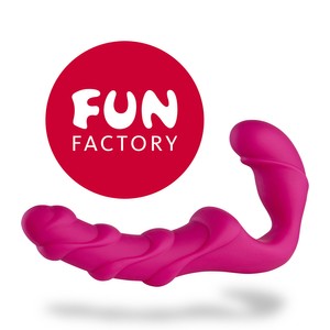 Share XL דילדו דו כיווני גדול סיליקון סגול עם צלעות Fun Factory
