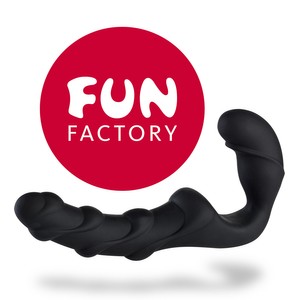 Share XL Large Two-way Dildo Black Silicone with Fun Factory Ribs