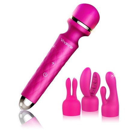 Rock silicone vibrator with three heads for various Nalone stimuli