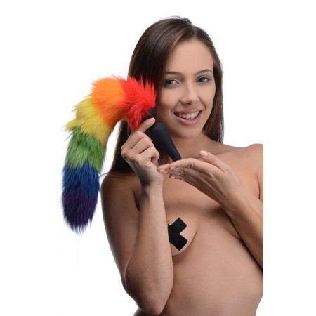 Rainbow Tail - Silicone anal plug with colored rainbow tail by Tailz​​