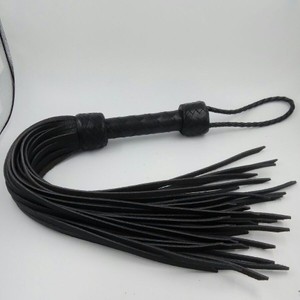 Leather Flogger with 36 stiff tails with short black handle for comfortable grip​