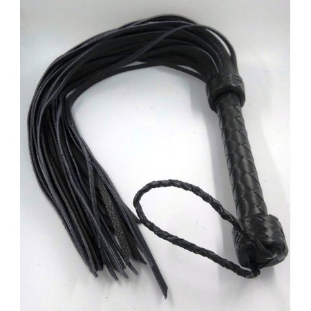 Leather​ Flogger with 36 rigid tails with a black handle​