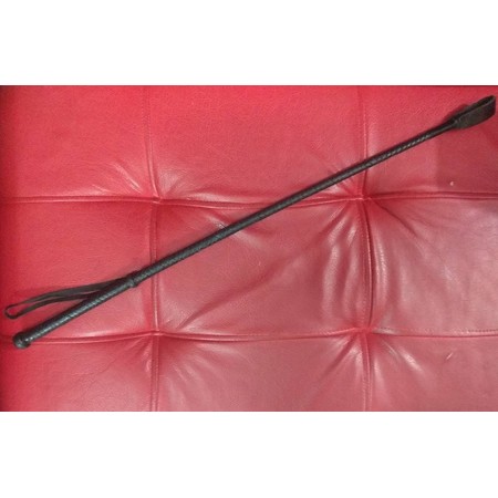 Flexible riding whip in black or brown braided leather, length 70 cm