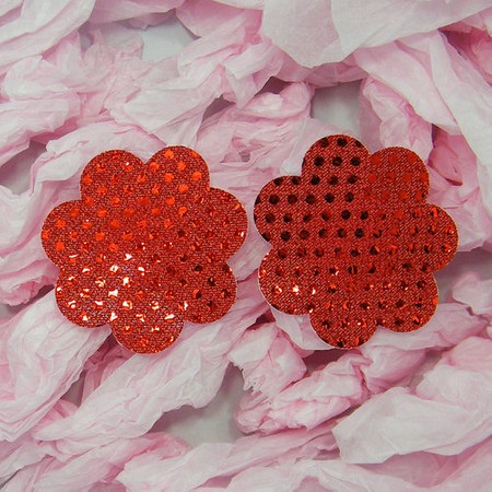 ​Glossy red flower nipple covers​