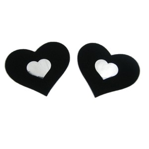 ​Black heart nipple stickers with small white heart​