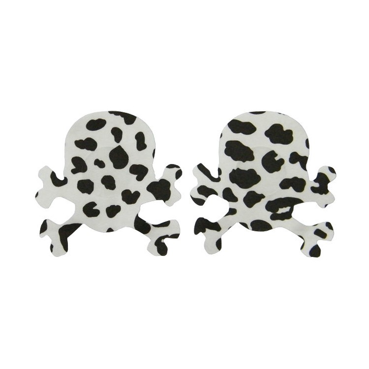 כיסוי פטמות גולגולת ועצמות לבן שחור