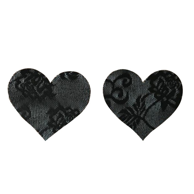 מדבקות לפטמות לפטמות לב תחרה שחורה