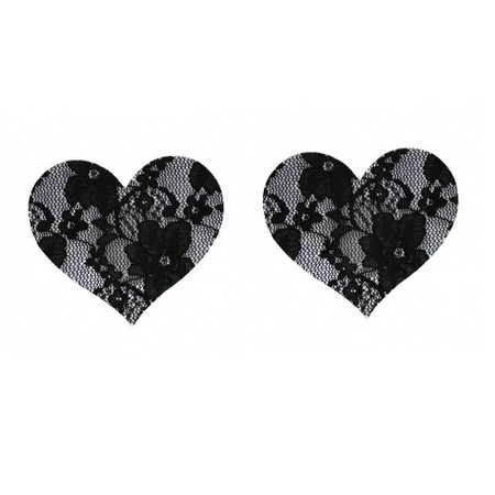 Floral black lace heart nipple cover​​s