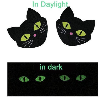 ​Black cat nipple stickers with green eyes glowing in the dark​