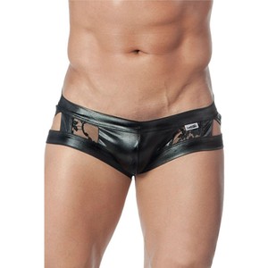 ​Black Faux-Leather and Lace Underwear for Men
