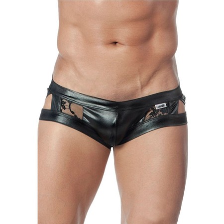 ​Black faux-leather underwear with lace for men​