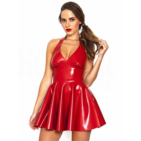 Hot red vinyl dress