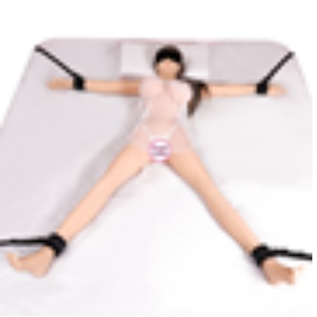 Bed restraining kit with soft padded black cuffs secured under the mattress​