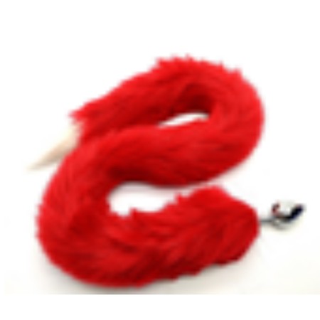 ​Long red tail with a white tip of synthetic fur with a small metal plug​