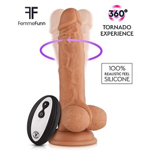 Turbo Baller Realistic dildo with light nude colored testicles 8 vibration modes Length 20 cm FemmeFunn​