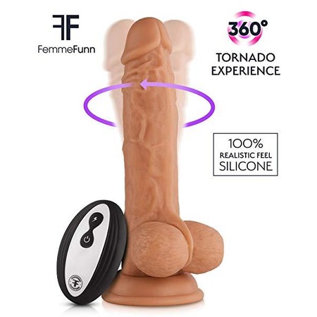 Turbo Baller Realistic dildo with light nude colored testicles 8 vibration modes Length 20 cm FemmeFunn​