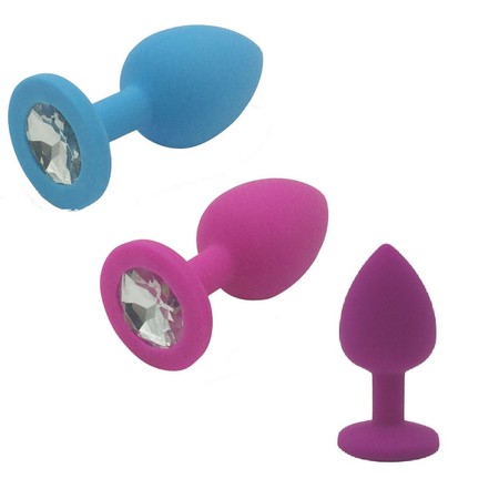 Small silicone anal plug with silver decoration length 4.5 diameter 2.75 cm​