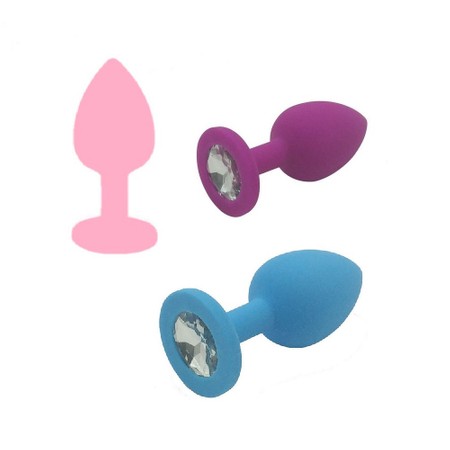 Medium silicone anal plug with silver decoration length 8.5 cm diameter 3.5 cm