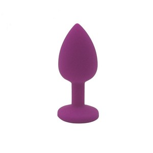 Large anal silicone purple plug with silver decoration length 9.5 cm diameter 4 cm