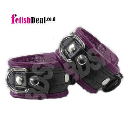 Quality handcuffs made of premium black and purple leather​