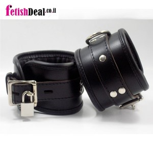 Wide padded cuffs are made of premium black leather