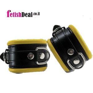 Wide padded cuffs are made of premium black and yellow leather
