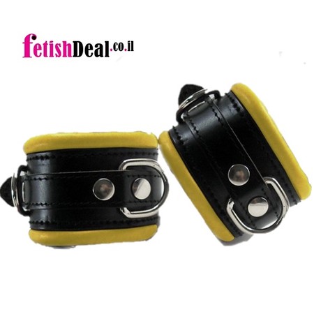 Wide padded cuffs are made of premium black and yellow leather