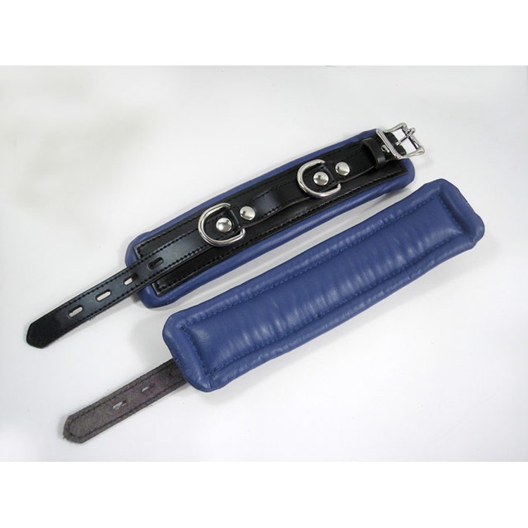 אזיקים רחבים כבדים מרופדים עשויים עור פרימיום בצבע כחול