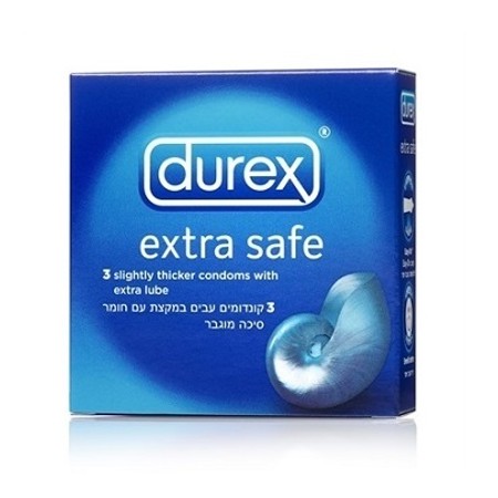 3 slightly thick condoms Durex Extra Safe