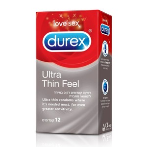 36 קונדומים דקים במיוחד לתחושה מוגברת Durex Ultra Thin Feel