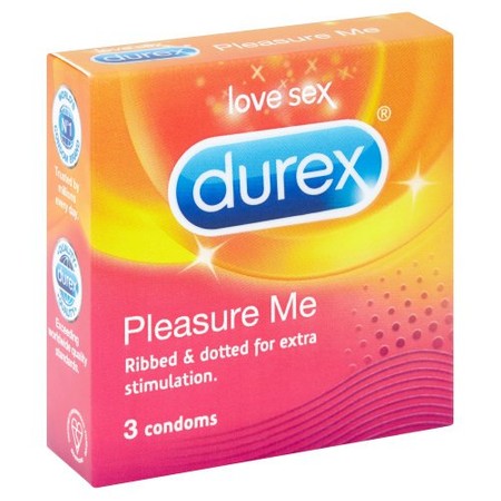 3 rough condoms with vibrating ribs for increased stimulation Durex Pleasure Me