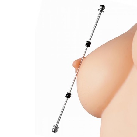 Abacus Cruel nipple clamps in the shape of a Master Series metal rod
