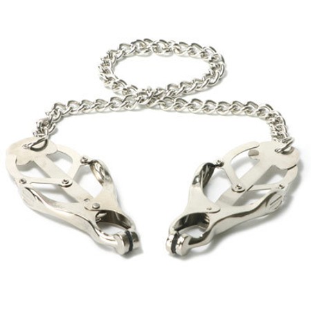 Sterling Monarch - Japanese nipple clamps with chain by Master Series