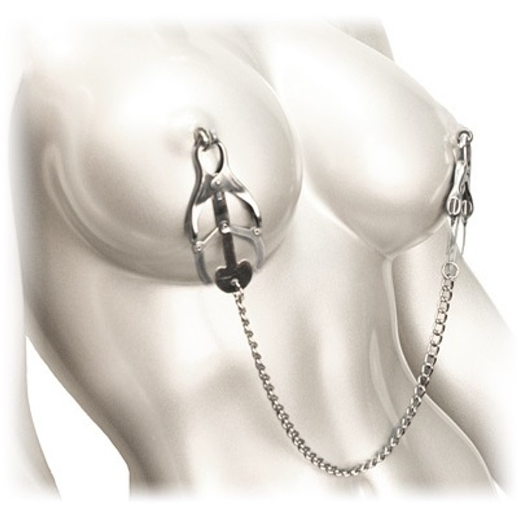 Sterling Monarch מצבטי פטמות תלתן מתכת עם שרשרת Master Series