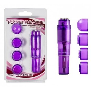 Pocket Pleasure Vibrator with 4 interchangeable heads - different colors Aphrodisia