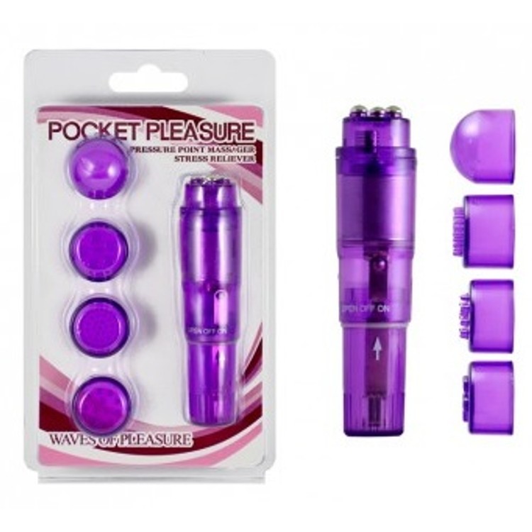 Pocket Pleasure ויברטור עם 4 ראשים מתחלפים - צבעים שונים Aphrodisia