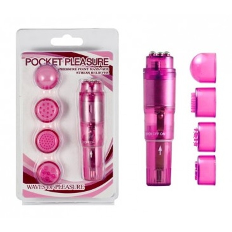 Pocket Pleasure ויברטור עם 4 ראשים מתחלפים - צבעים שונים Aphrodisia