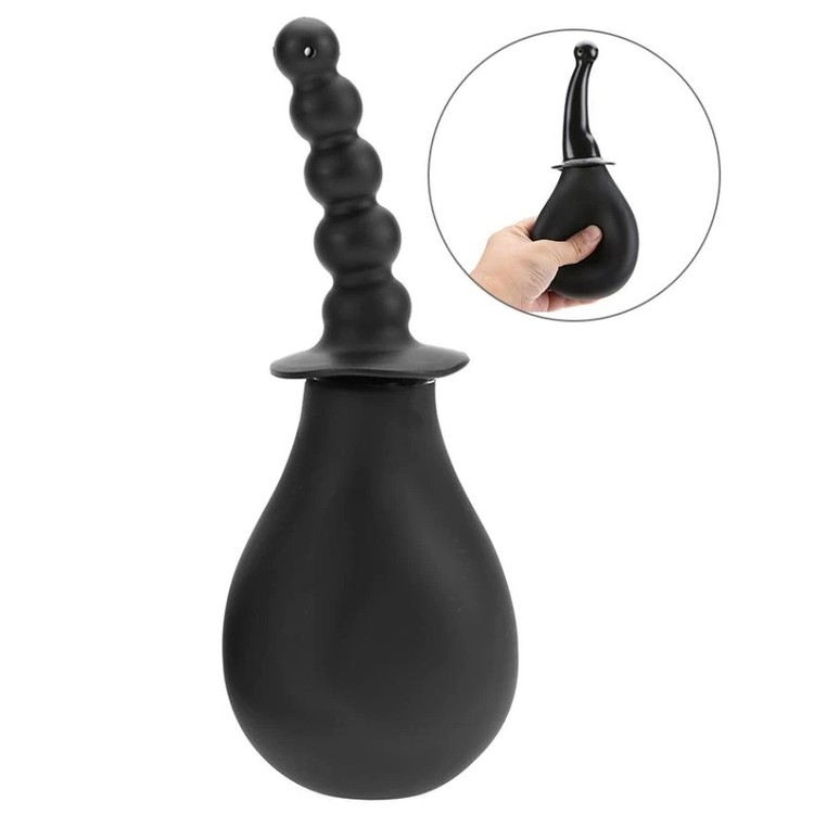 ערכת חוקן סיליקון שחור נעים עם בקבוק אורך 21 סמ