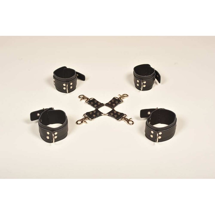 סט 4 אזיקי עור לרגליים וידיים - עם חיבור